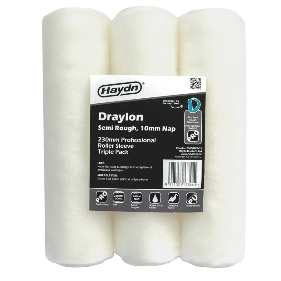 Haydn Draylon Semi Rough 10mm Nap Sleeves - 3 Pack