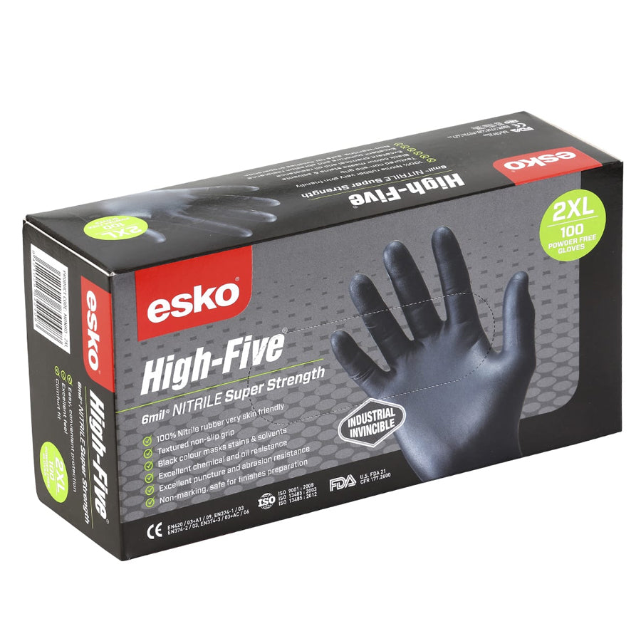 Esko High Five Industrial Black Nitrile Gloves